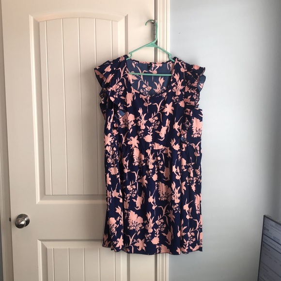 Floral Print Ruffle Trim Smock Dress XL - Picture 7 of 7